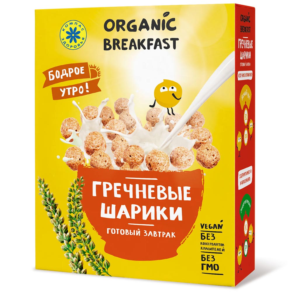 Завтраки сухие Гречневые шарики | 100 г | Компас Здоровья